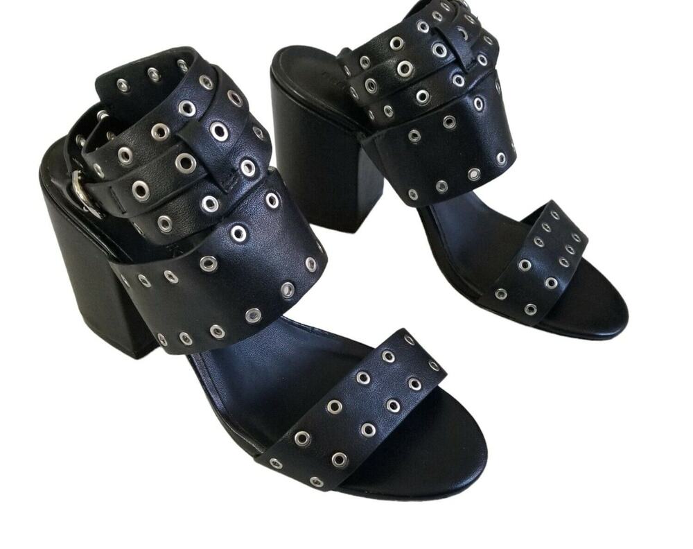 Rebecca Minkoff Carter Grommet Sandal in Black size 6